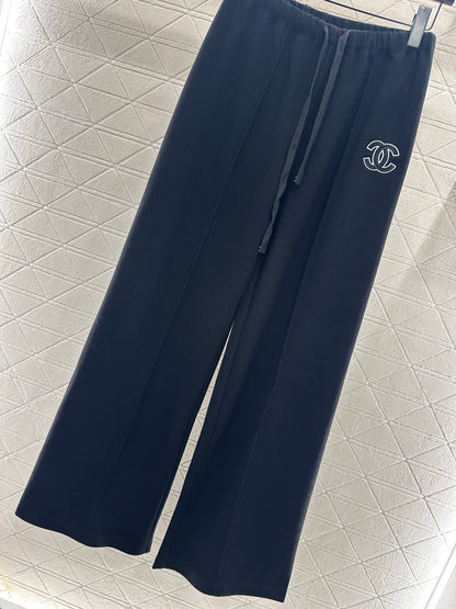 High waisted drawstring wide leg pants