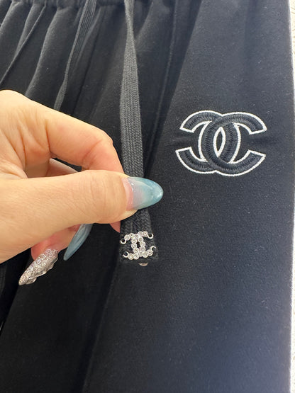 High waisted drawstring wide leg pants