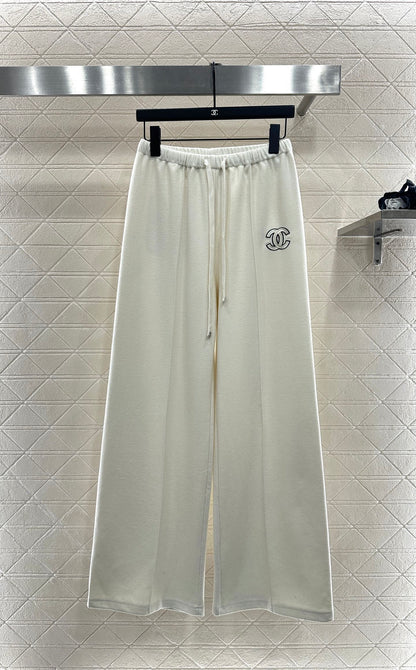 High waisted drawstring wide leg pants