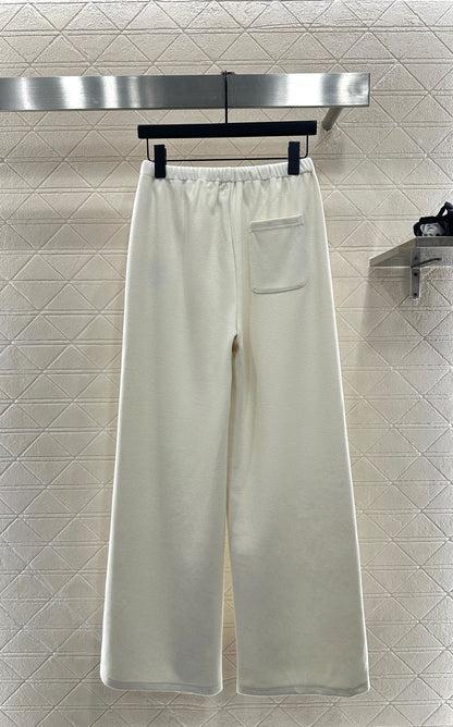 High waisted drawstring wide leg pants