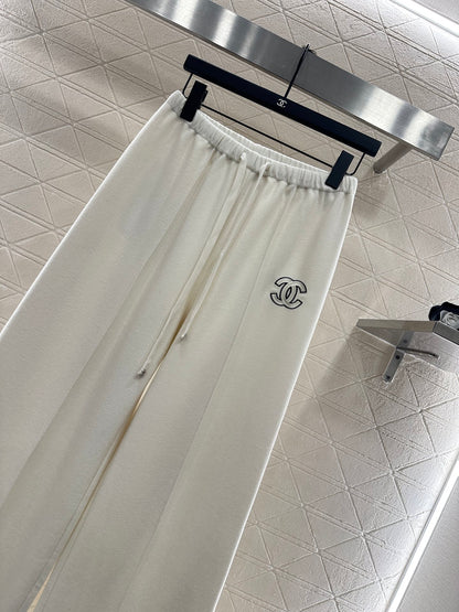 High waisted drawstring wide leg pants