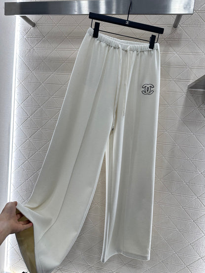 High waisted drawstring wide leg pants