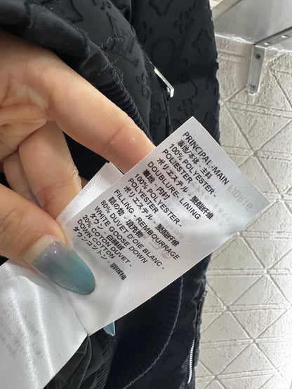 Jacquard hooded down jacket