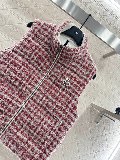 Standing collar woolen down vest