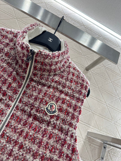 Standing collar woolen down vest