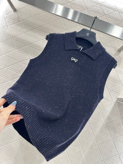 Colorful dot bow knitted vest