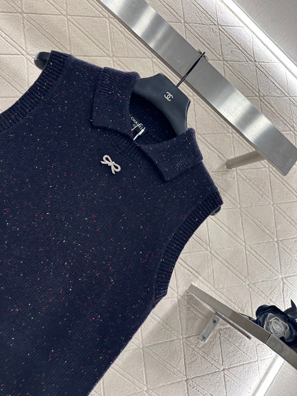 Colorful dot bow knitted vest