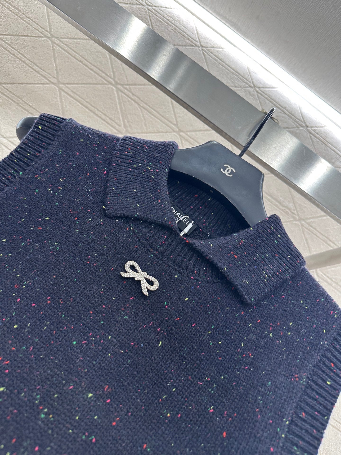 Colorful dot bow knitted vest