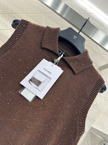 Colorful dot bow knitted vest