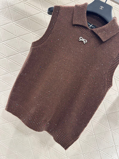 Colorful dot bow knitted vest