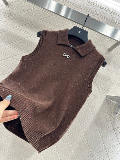 Colorful dot bow knitted vest