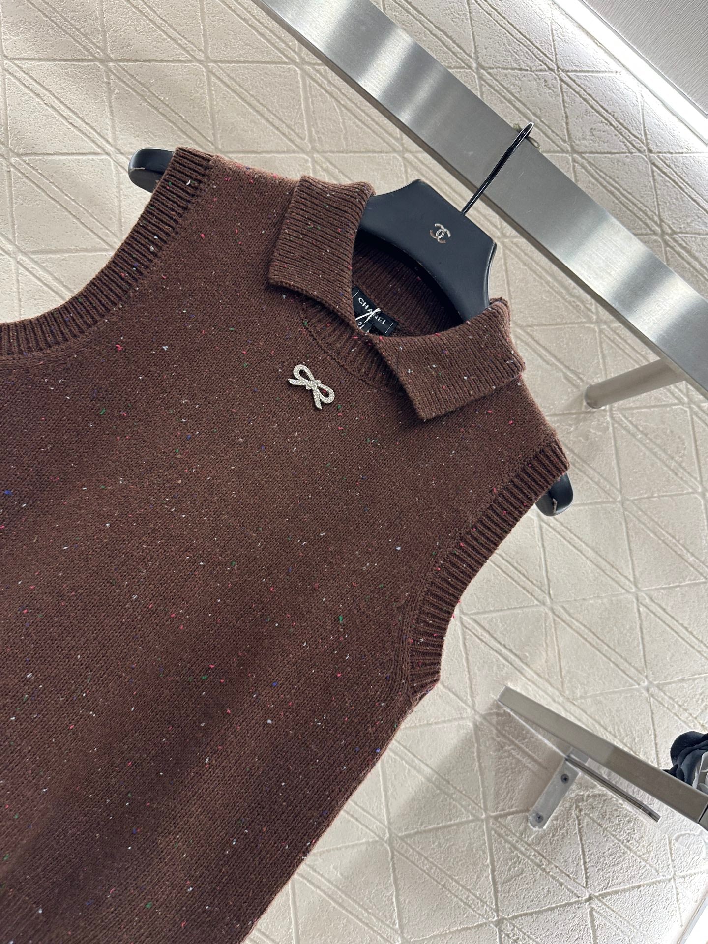 Colorful dot bow knitted vest