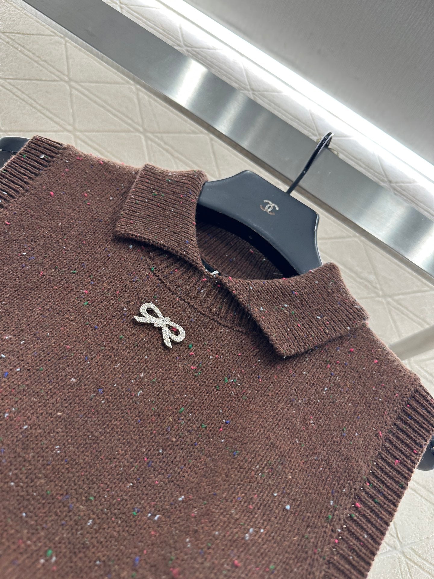 Colorful dot bow knitted vest