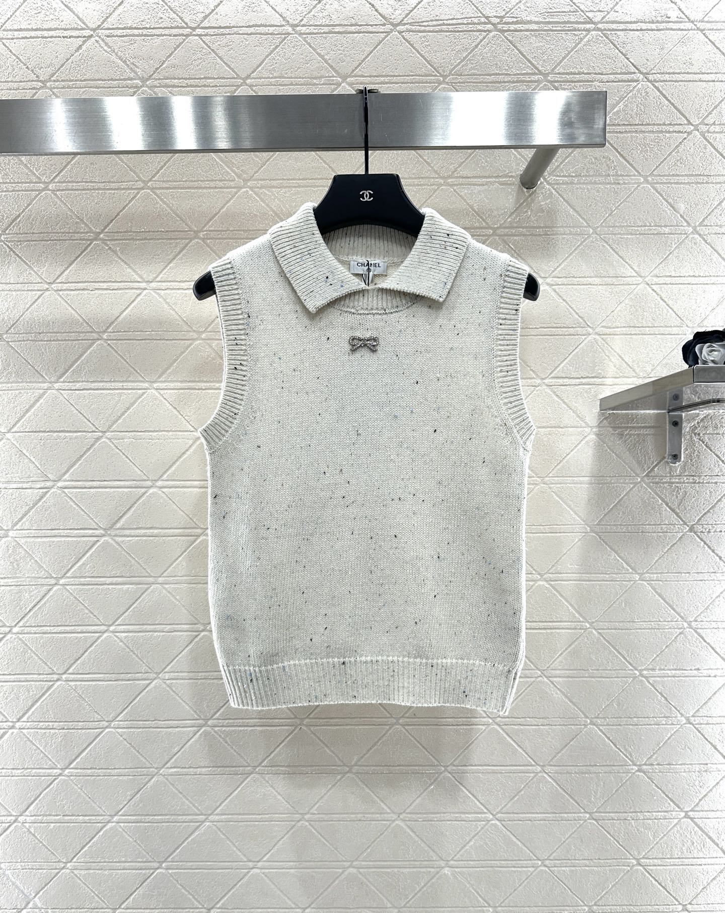 Colorful dot bow knitted vest