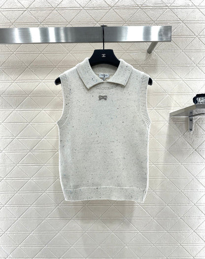 Colorful dot bow knitted vest