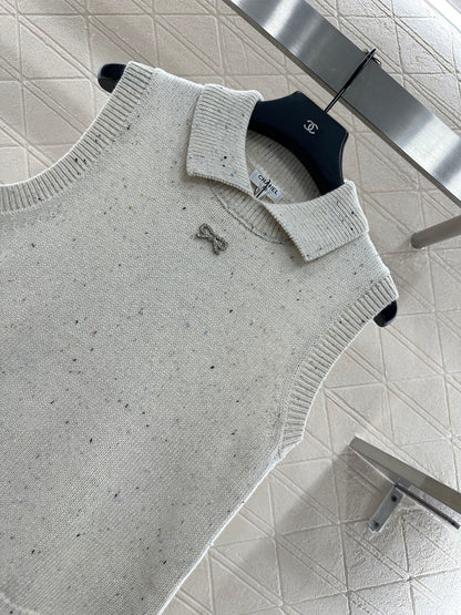 Colorful dot bow knitted vest