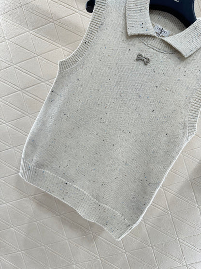 Colorful dot bow knitted vest