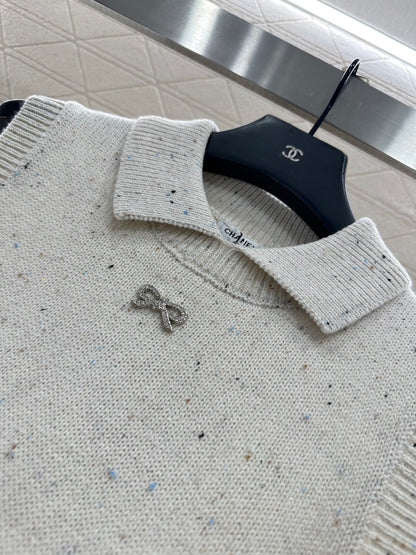 Colorful dot bow knitted vest