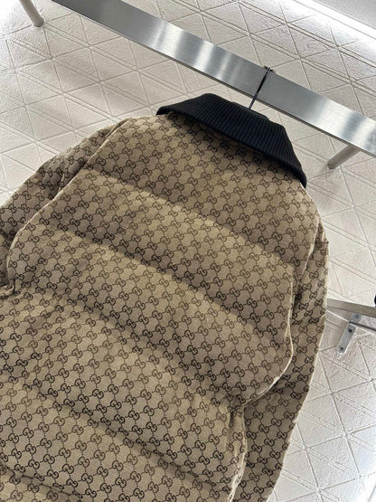 Jacquard mid length down jacket