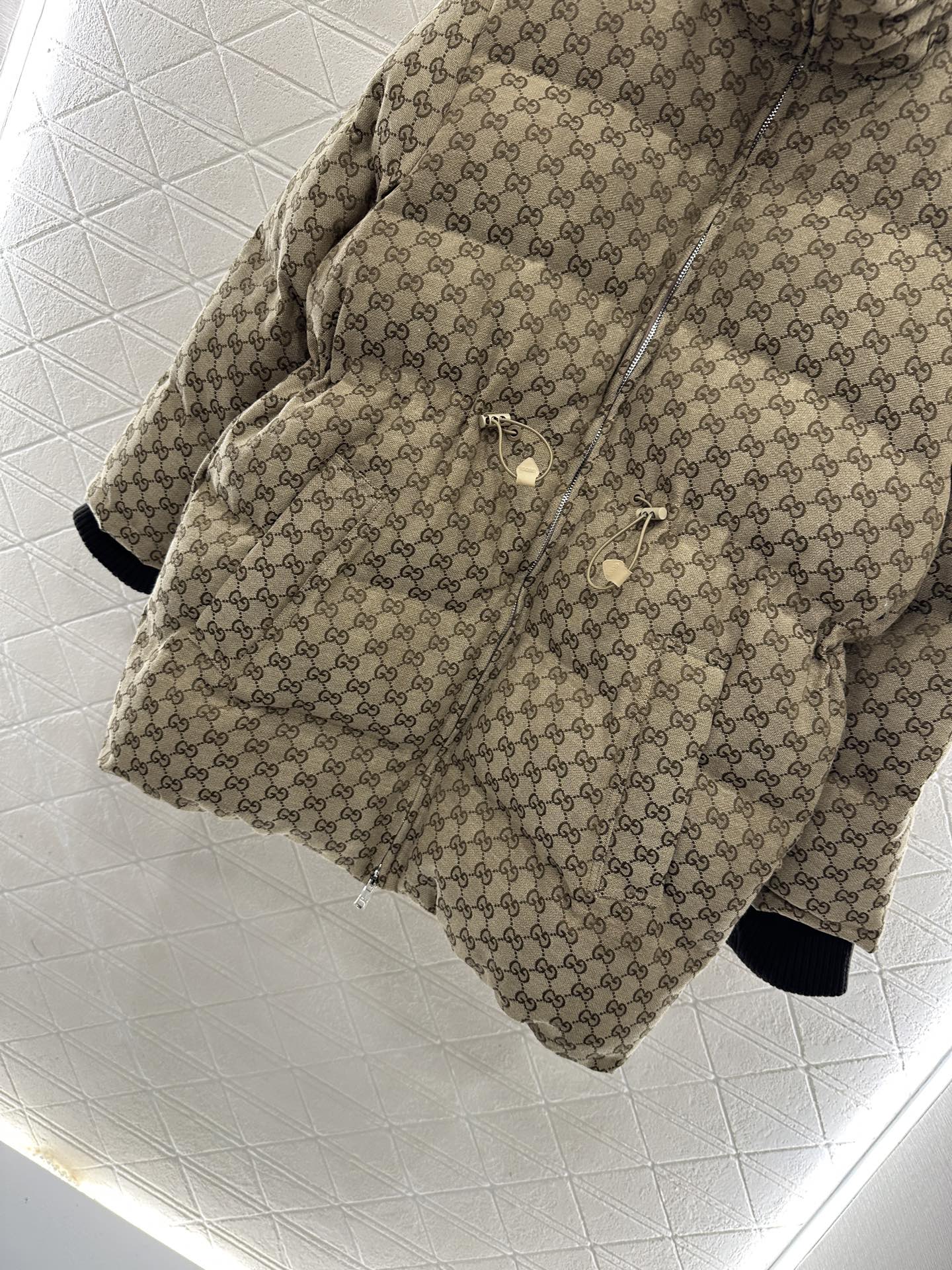 Jacquard mid length down jacket