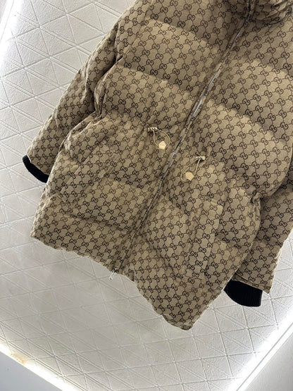 Jacquard mid length down jacket