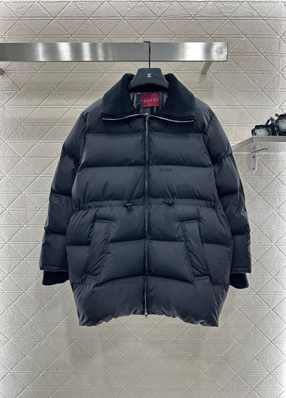 Jacquard mid length down jacket