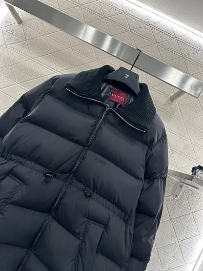 Jacquard mid length down jacket