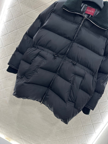 Jacquard mid length down jacket