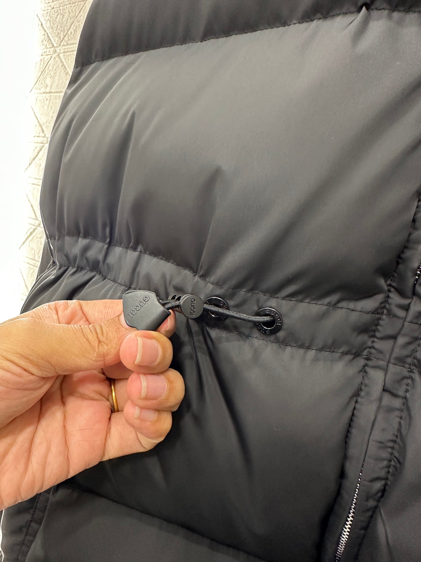 Jacquard mid length down jacket