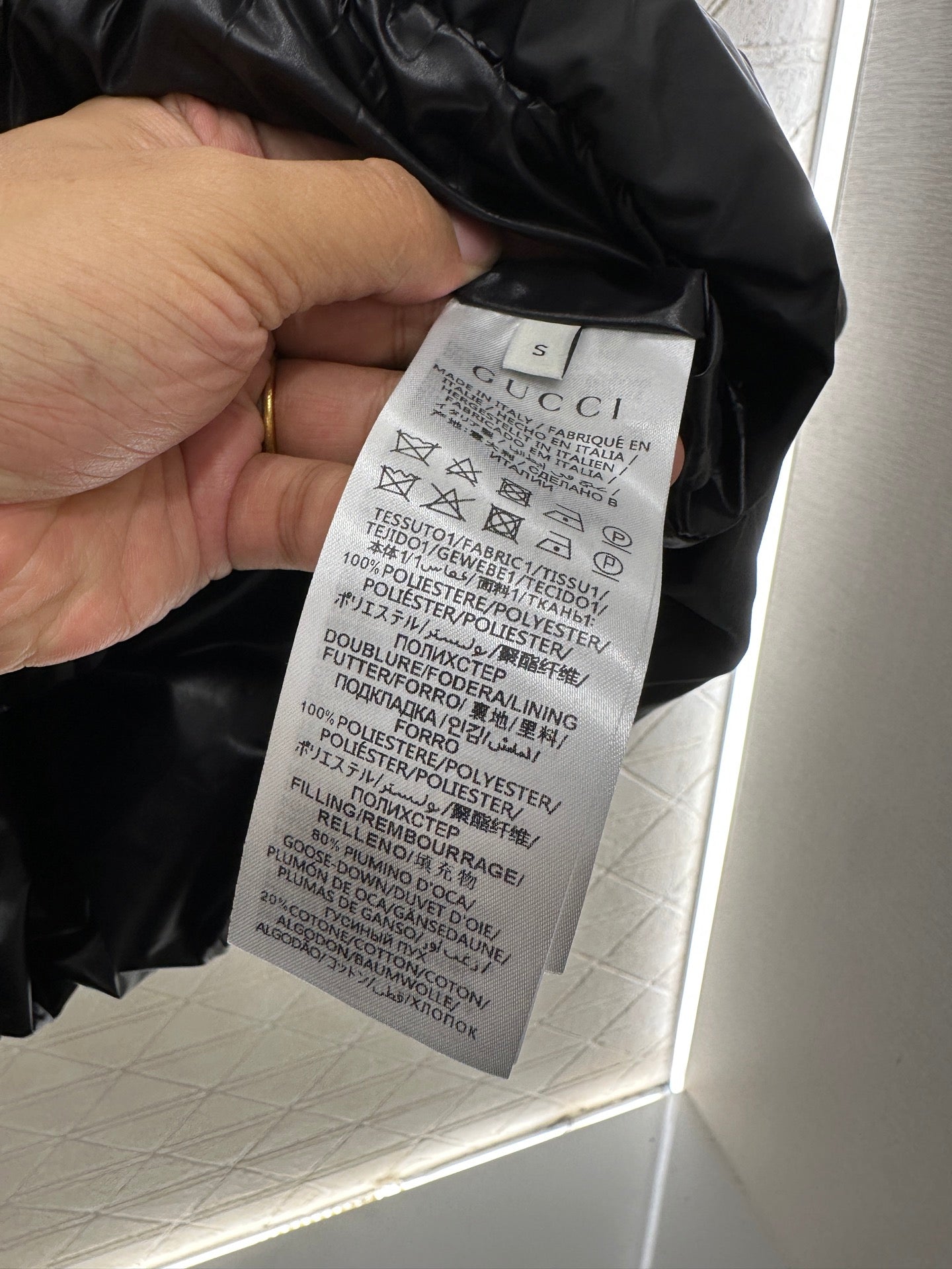 Jacquard mid length down jacket