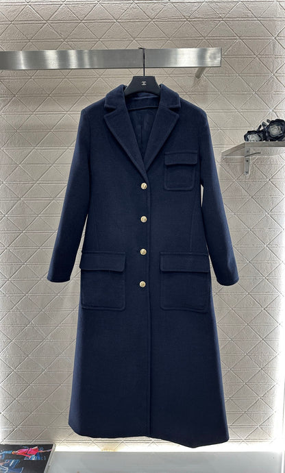 Front shoulder lapel long coat