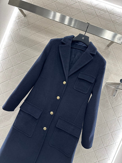 Front shoulder lapel long coat