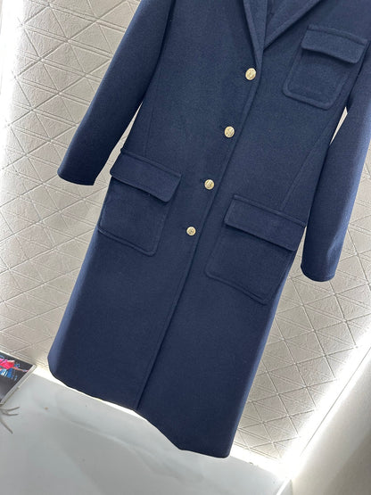 Front shoulder lapel long coat