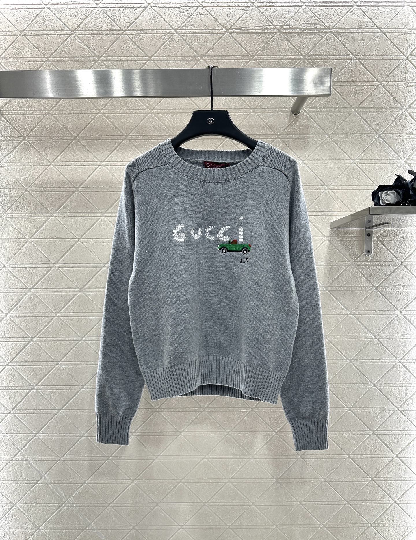 Embroidered crochet sweater