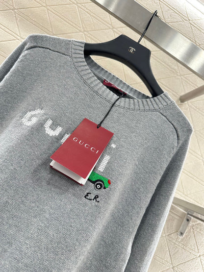 Embroidered crochet sweater