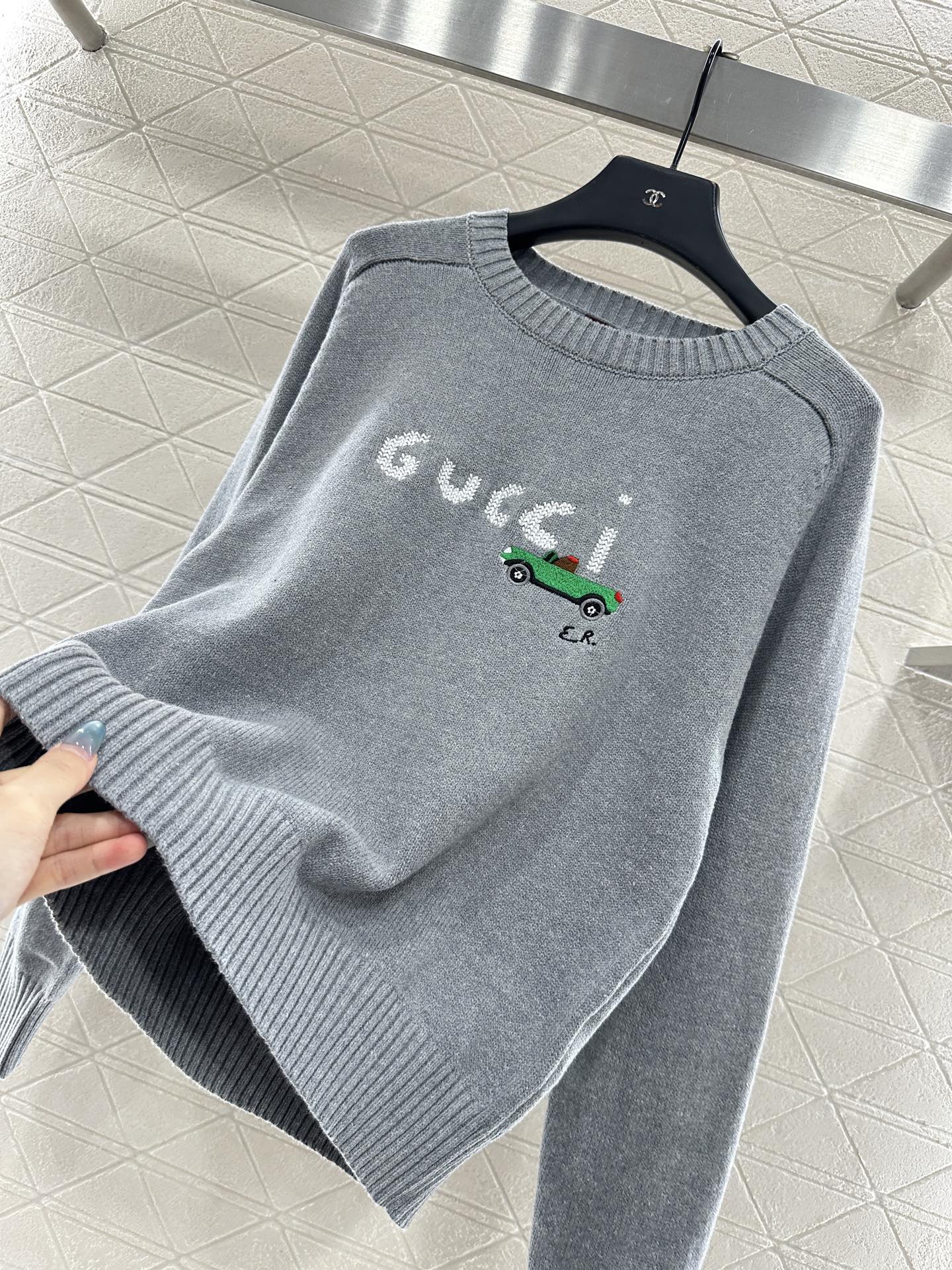 Embroidered crochet sweater