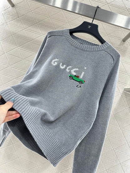 Embroidered crochet sweater