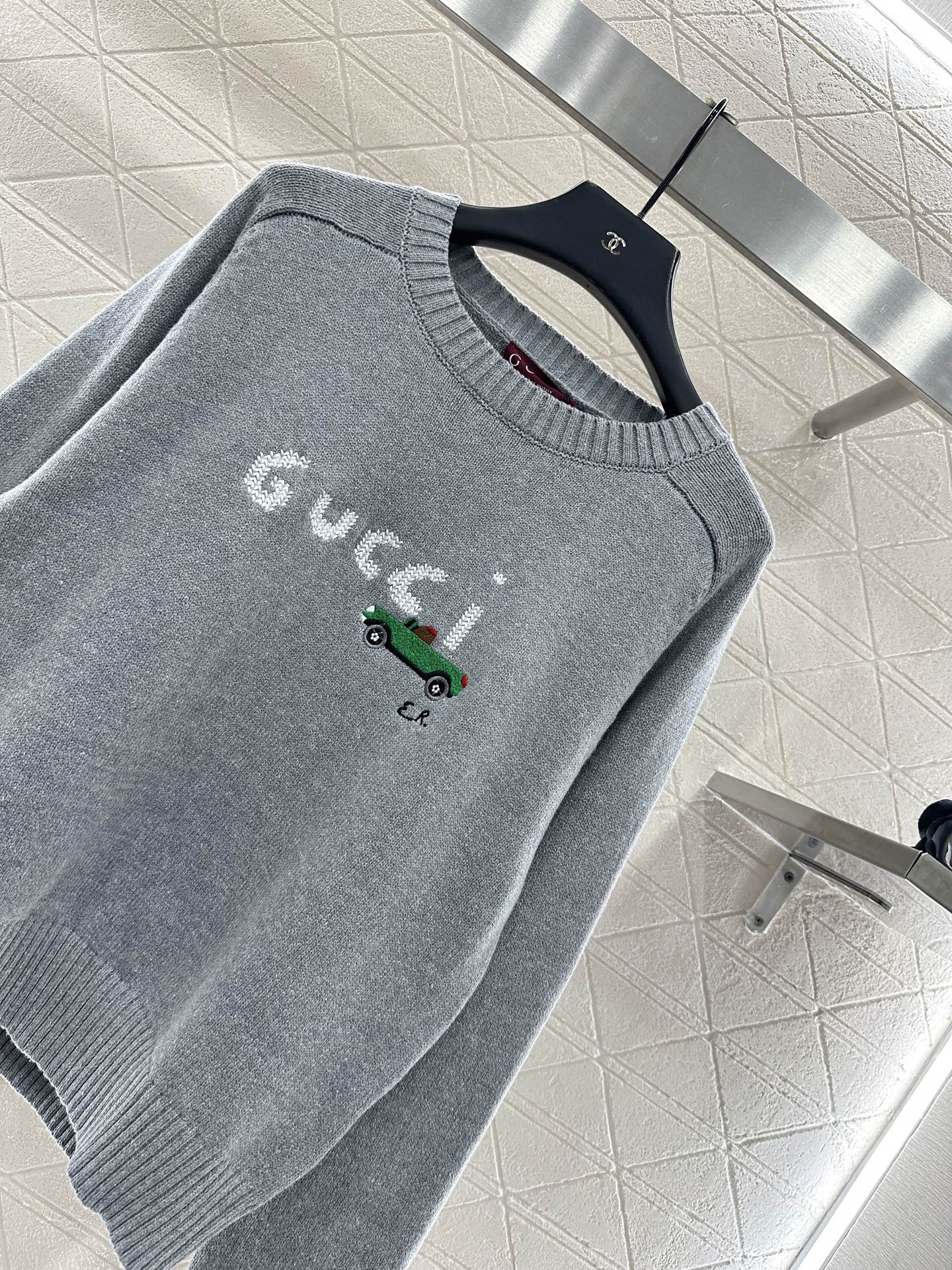 Embroidered crochet sweater