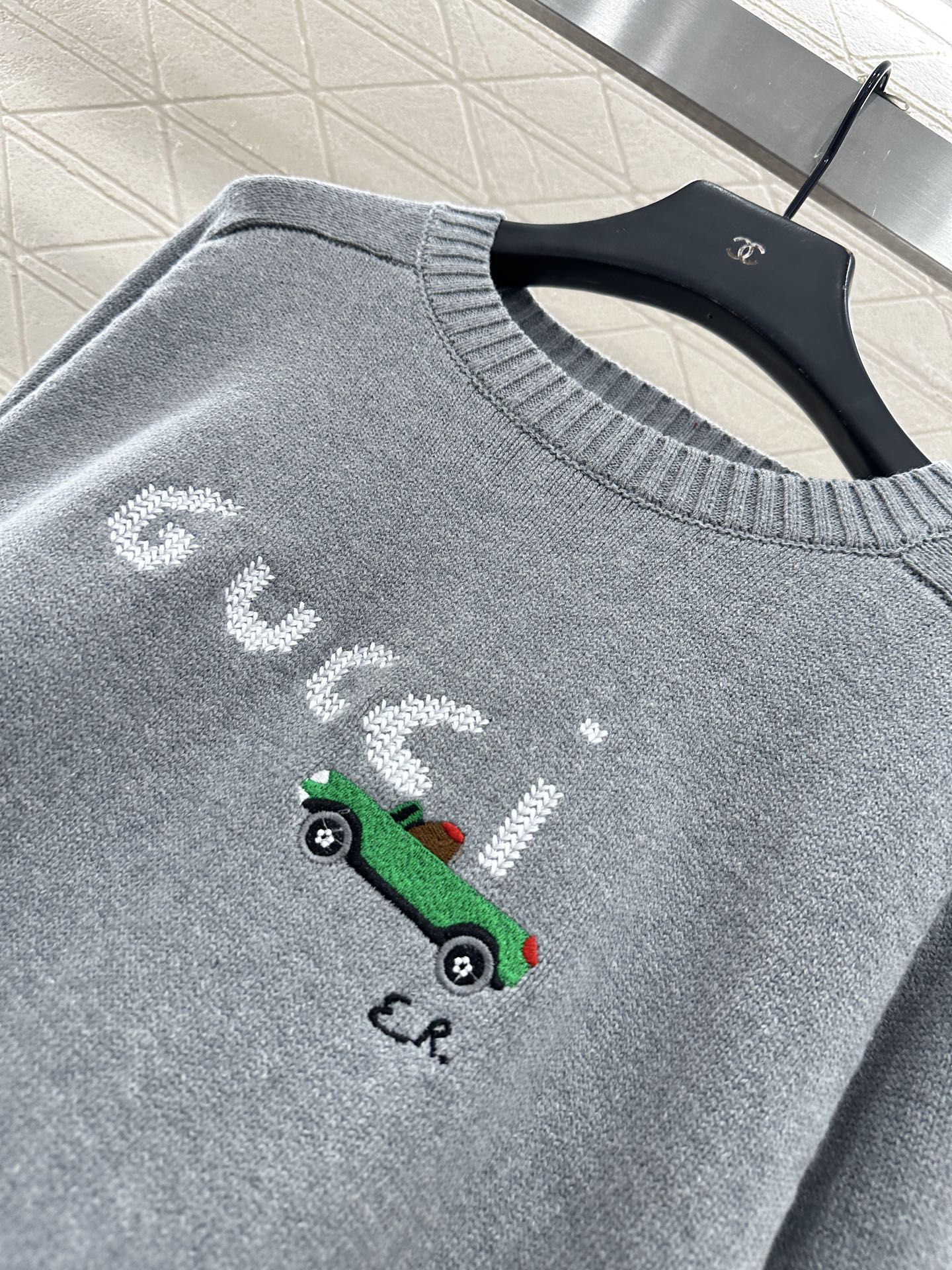 Embroidered crochet sweater