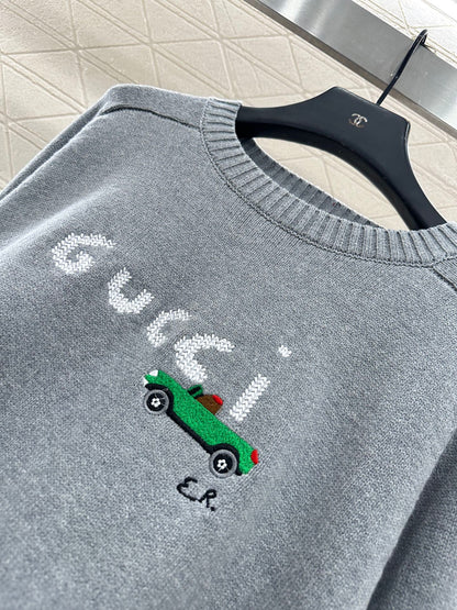 Embroidered crochet sweater