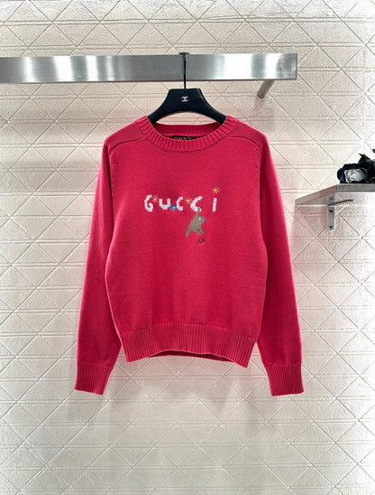 Embroidered crochet sweater