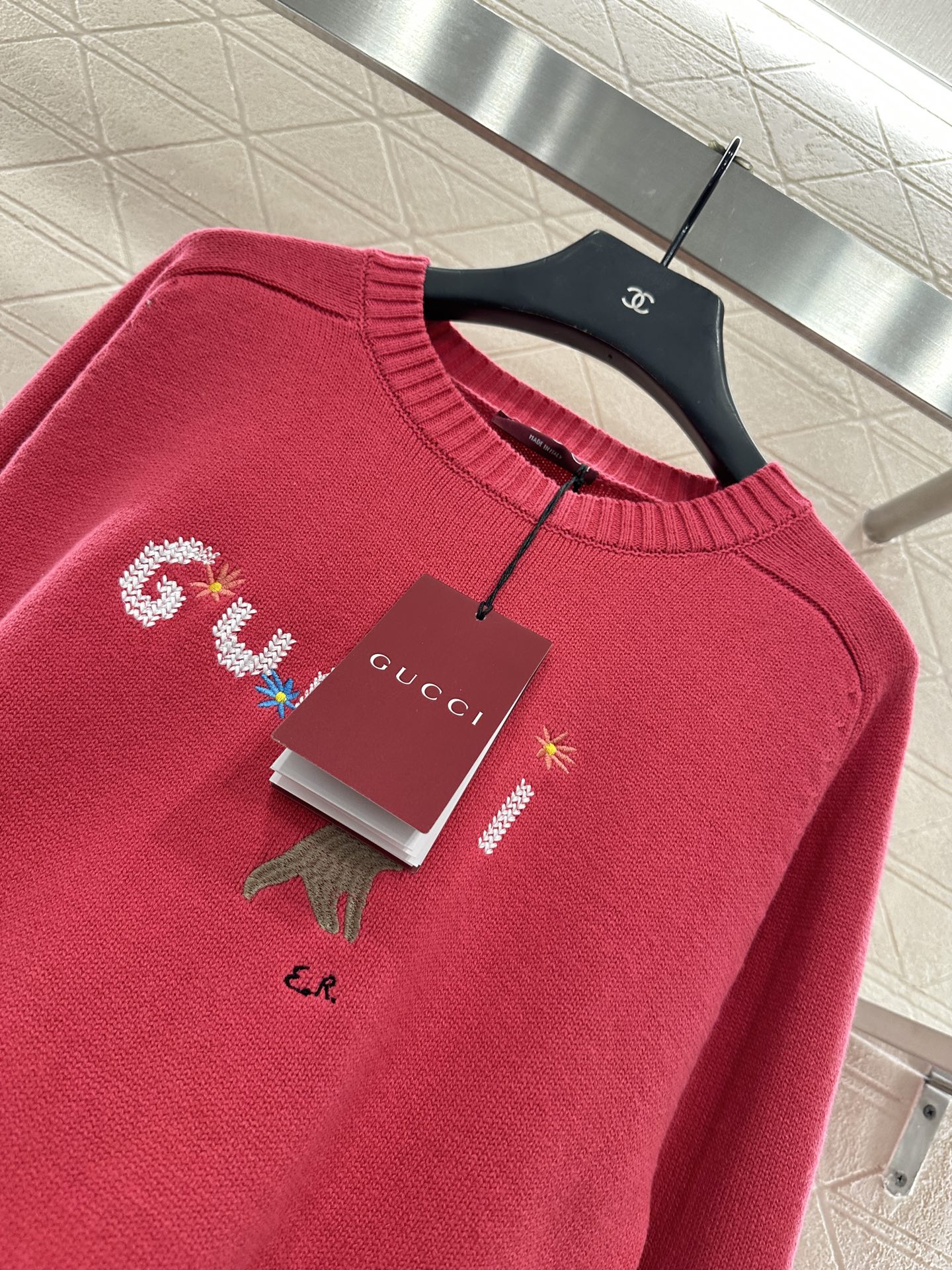 Embroidered crochet sweater