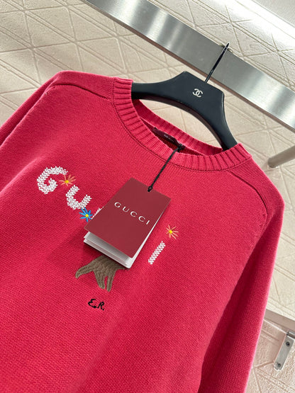 Embroidered crochet sweater