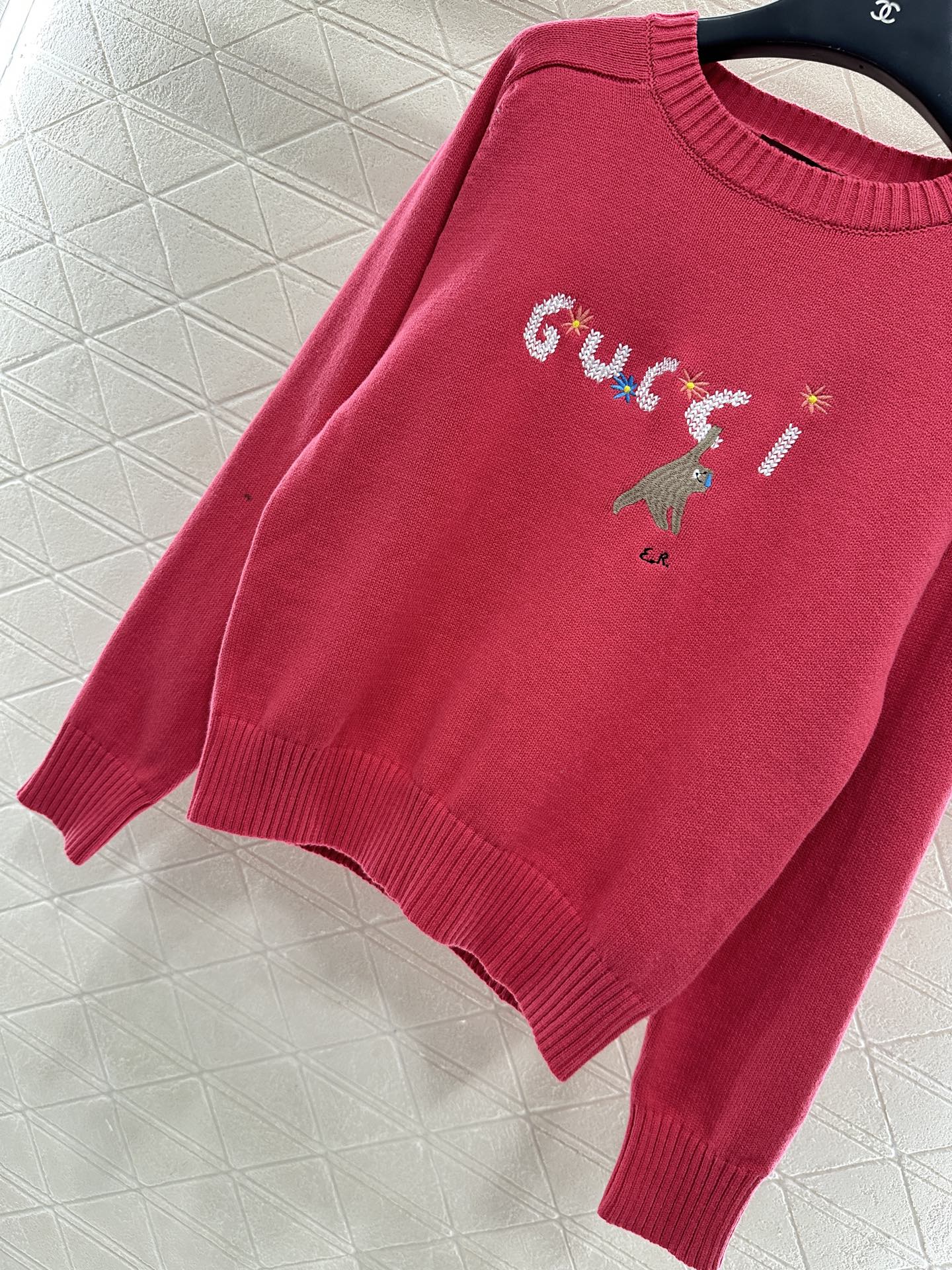 Embroidered crochet sweater