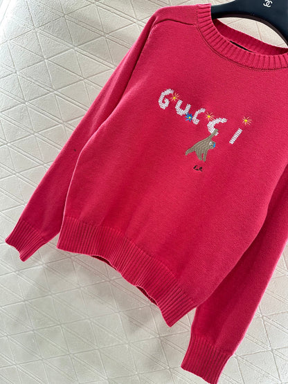 Embroidered crochet sweater