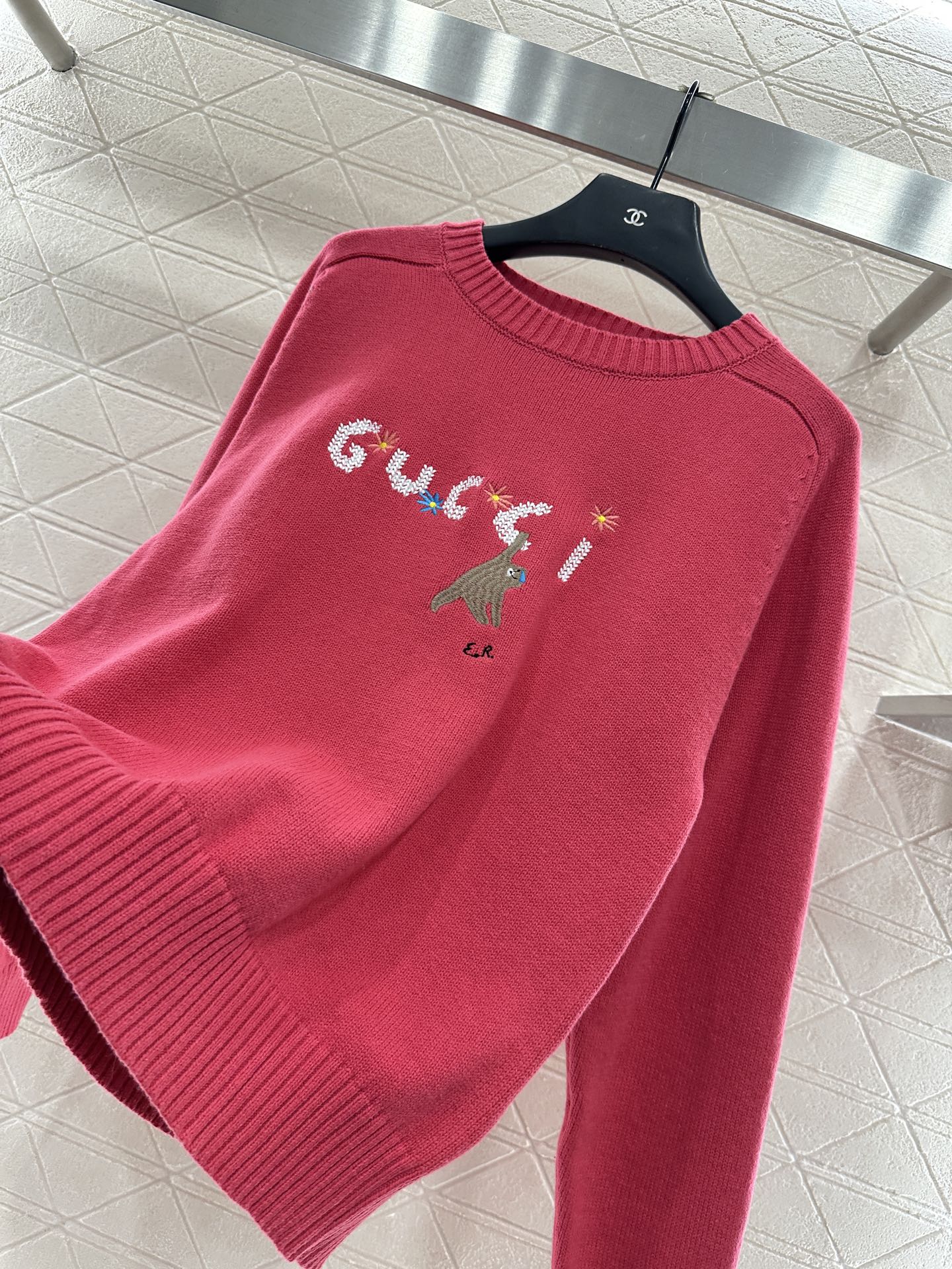 Embroidered crochet sweater