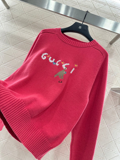 Embroidered crochet sweater