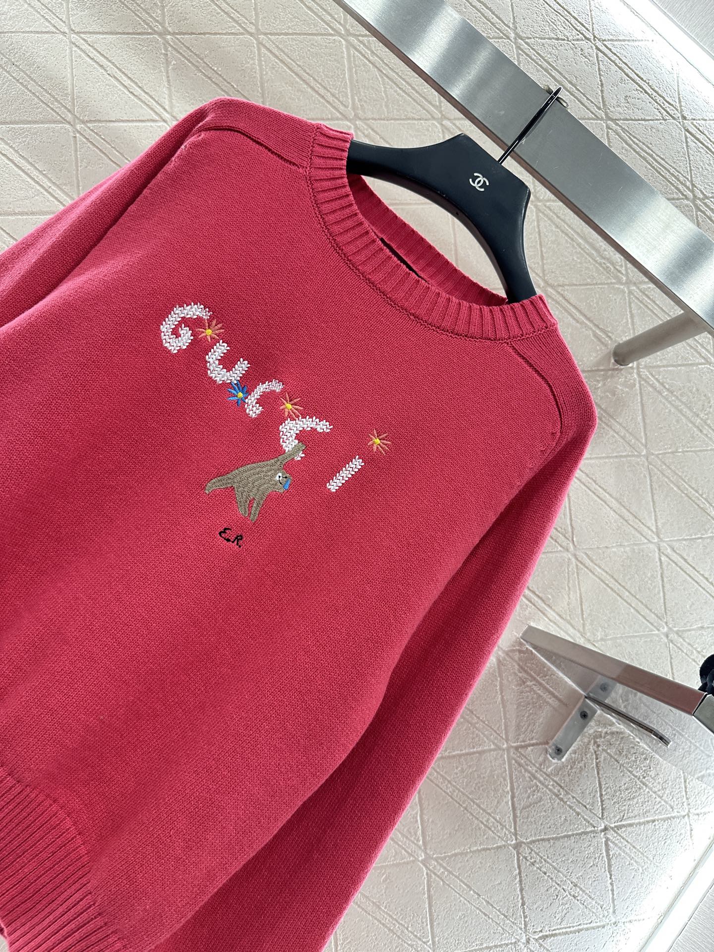 Embroidered crochet sweater