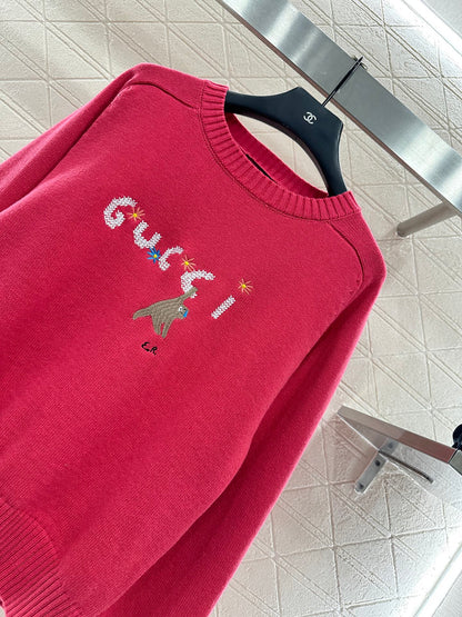 Embroidered crochet sweater