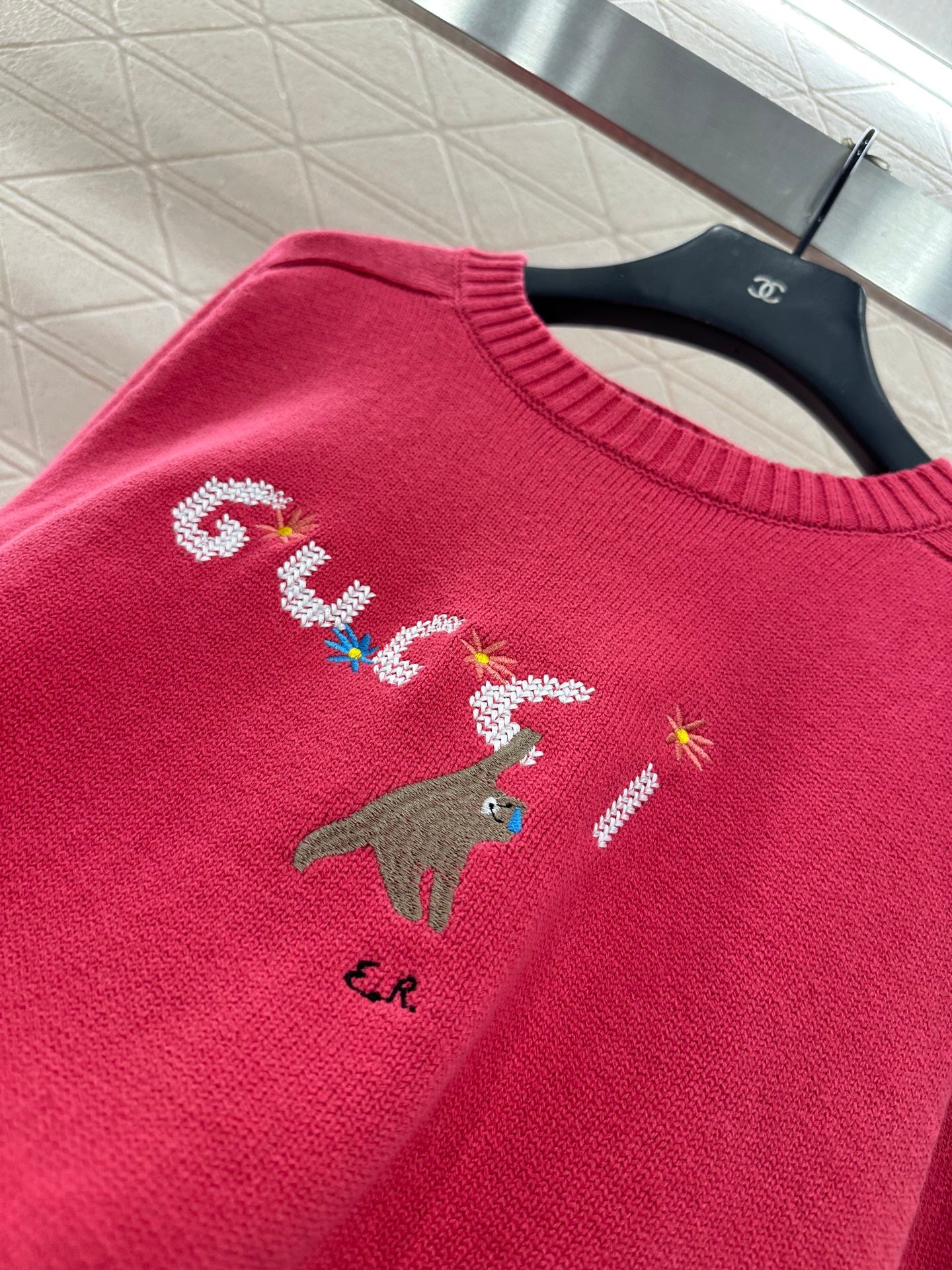 Embroidered crochet sweater